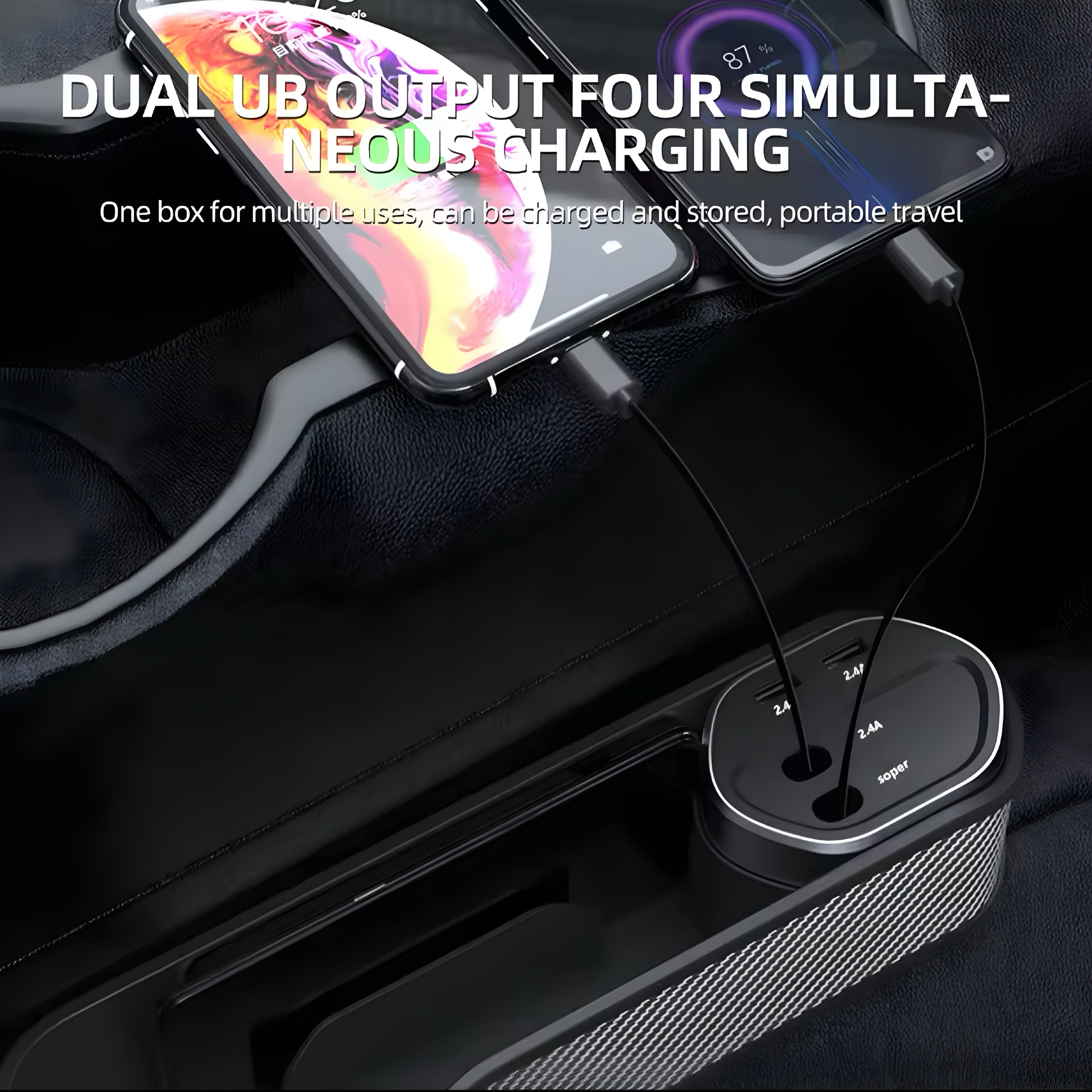 Organizer för Bilens Säte – Smart Förvaring & Laddning